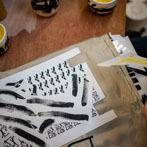 Rebecca Perry working in her studio 2019